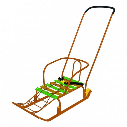 Санки детские с ручкой Nika Тимка 5 комфорт, сиденье 46 x 29 см, оранжевые фото