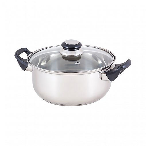 Кастрюля Bak-s-04, стеклянная крышка, нержавеющая сталь, 3,9 л фото