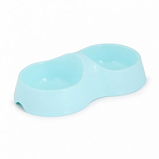 Миска для животных Альтернатива Мур-Мяу, двойная, 0,2 л, голубая фото