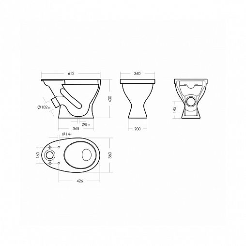 Унитаз напольный ободковый Sanita Эталон Стандарт, 61,5 x 36 x 79 см, белый фото