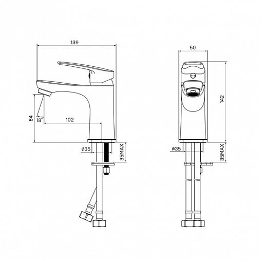 Смеситель для раковины с коротким изливом Milardo Horizont HORSB00M01, однорычажный, хром фото