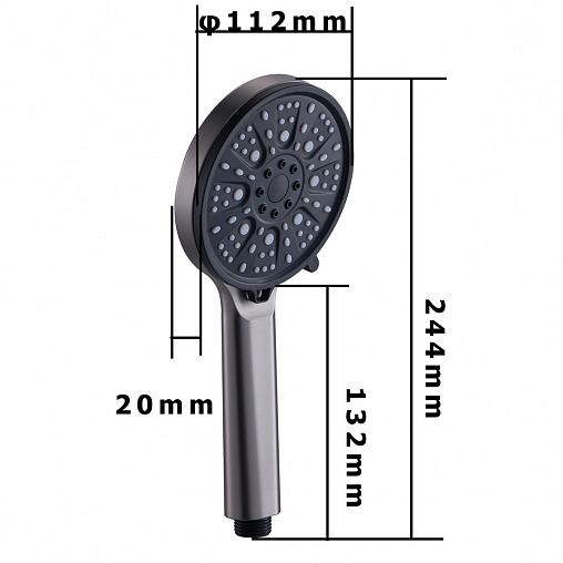 Лейка для душа Fashun A019-17, 3 режима, графит/темно-серая фото