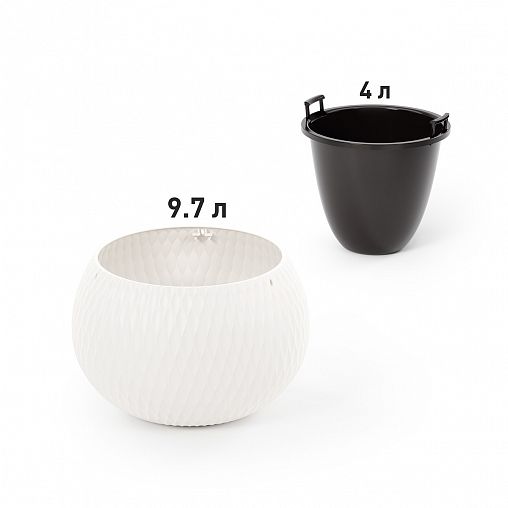 Кашпо подвесное Альтернатива Жемчужина, со вставкой, 9,7 л, белое фото