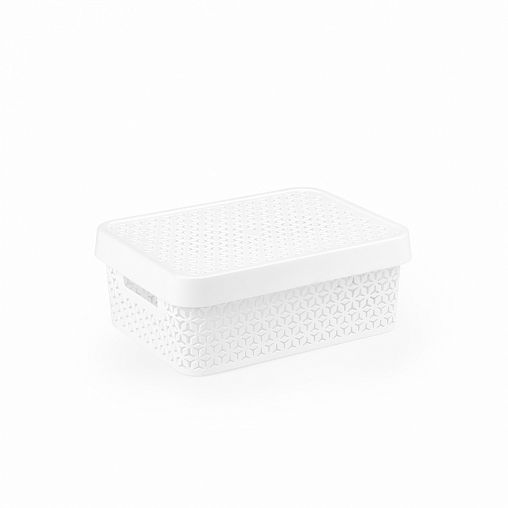 Корзина для хранения Альтернатива Элемент, с крышкой, 37 x 28 x 14 см, белая фото Корзина для хранения Альтернатива Элемент, с крышкой, 37 x 28 x 14 см, белая фото