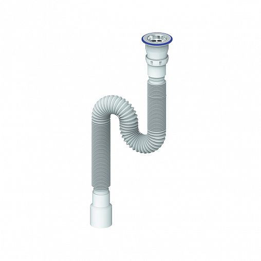 Сифон гофрированный для раковины Unicorn D240, с выпуском, 1 1/2" x 40 мм, 1500 мм фото