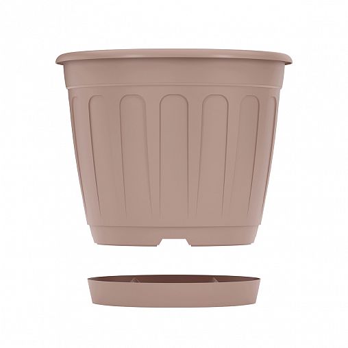 Горшок для цветов Альтернатива Дионис, с поддоном, 3,6 л, бежевый фото