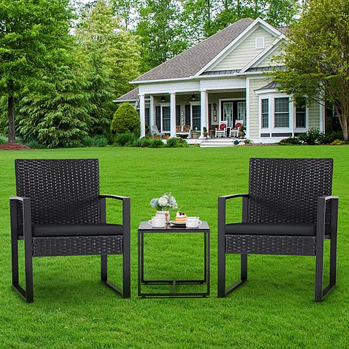 Комплект садовой мебели Park Трио (2 кресла, 1 стол), черный/черный фото