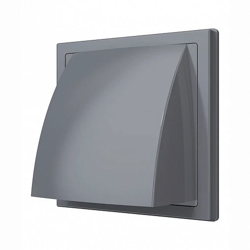 Выход стенной вытяжной Era 1515К12,5ФВ сер, 150 x 150 мм, с обратным клапаном, с фланцем D 125 мм фото