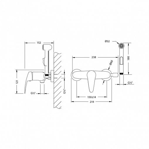 Гигиенический душ со смесителем Lemark Linara LM0418C, хром фото
