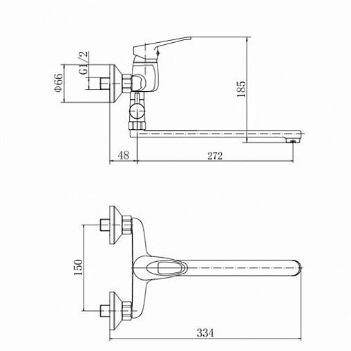 Смеситель для ванны с душем Fashun A2113, с длинным изливом, хром фото