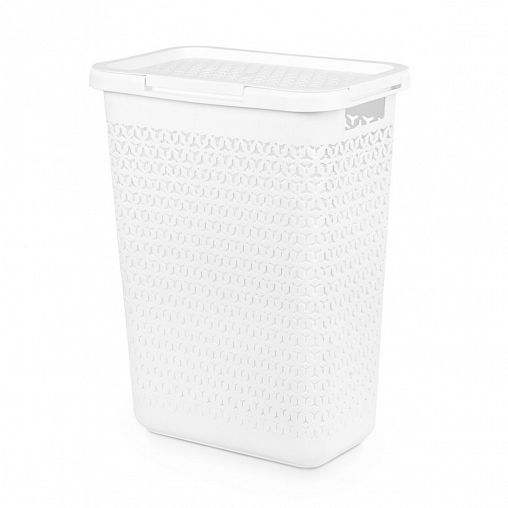 Корзина для белья Альтернатива Элемент, прямоугольная, 30 л, белая фото