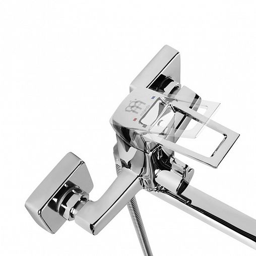 Смеситель для ванны с душем Milardo Atlantic, с длинным изливом и керамическим дивертором, хром фото