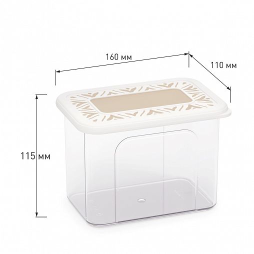 Емкость для сыпучих продуктов Альтернатива Эстетика, прямоугольная, 1,4 л, бело-бежевая фото