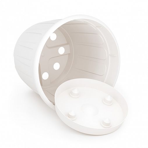 Горшок для цветов Альтернатива Дионис, с поддоном, 1,6 л, белый фото