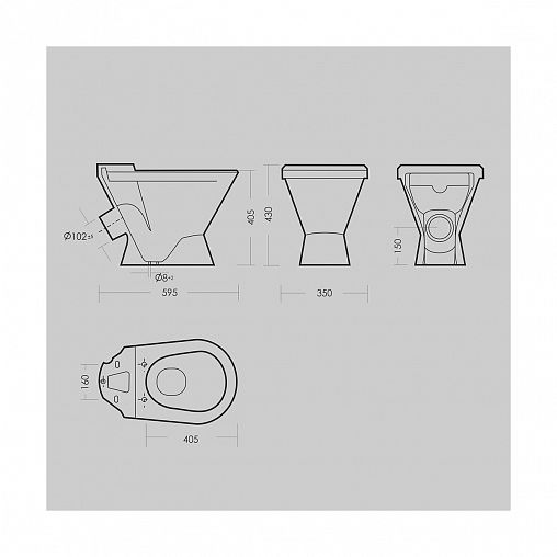 Унитаз напольный ободковый Sanita Luxe Classic Comfort, сиденье дюропласт, 64 x 35 x 79 см, белый фото