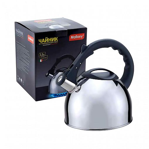 Чайник со свистком Mallony MAL-042-С, нержавеющая сталь, полированный, 2,5 л фото