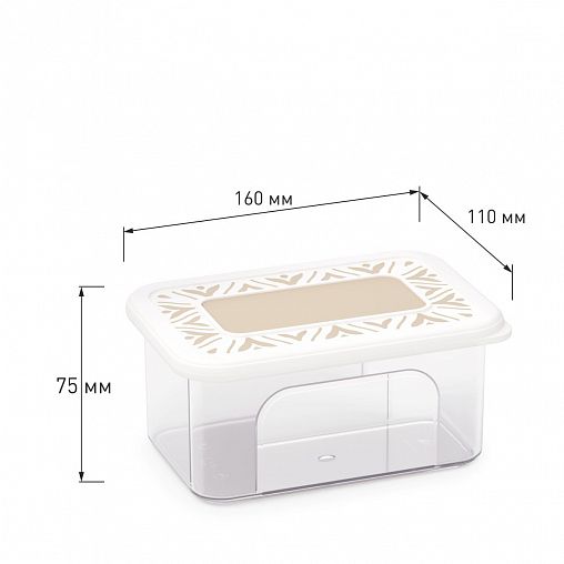 Емкость для сыпучих продуктов Альтернатива Эстетика, прямоугольная, 0,8 л, бело-бежевая фото