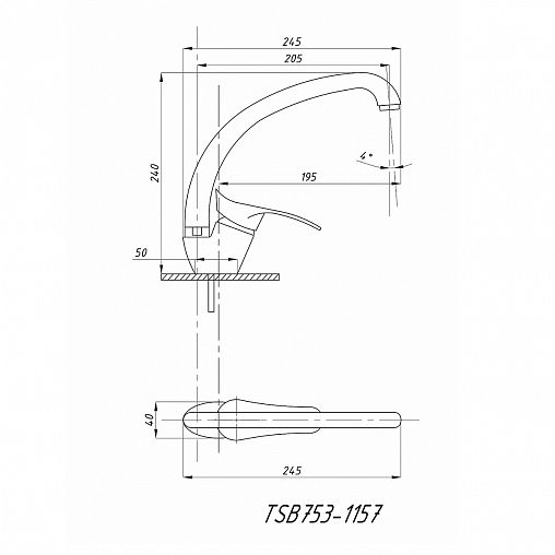 Смеситель для кухни Tsarsberg TSB-753-1157, однорычажный, хром фото