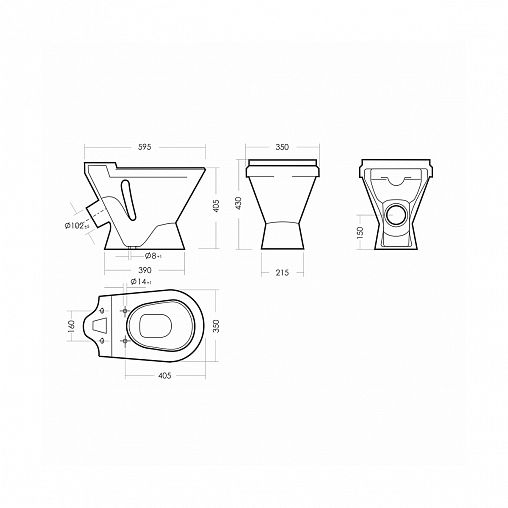 Унитаз напольный ободковый Sanita Кама Стандарт, 65 x 35 x 81 см, белый фото