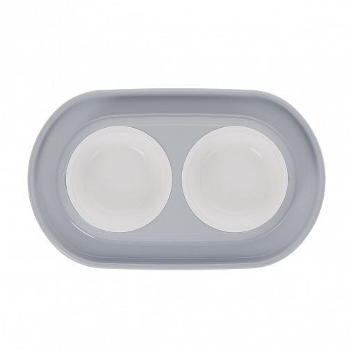 Миска для животных двойная Альтернатива, на подставке, 0,3 л, серая фото