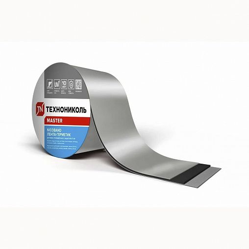 Лента-герметик самоклеящаяся Технониколь Nicoband, битумно-полимерная, 10 м x 15 см, серебристая фото