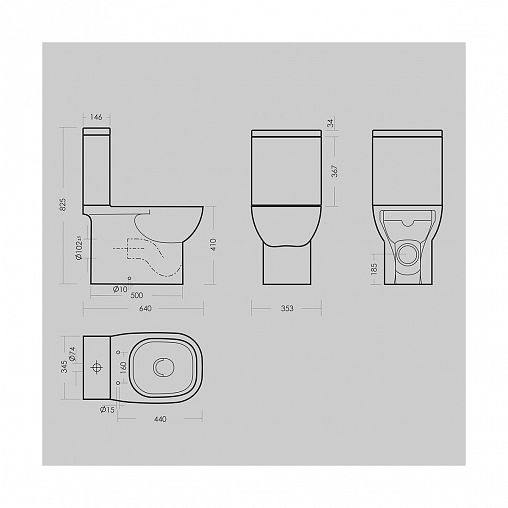 Унитаз напольный ободковый Sanita Luxe Quadro Slim, 64 x 35,3 x 82,5 см, белый фото