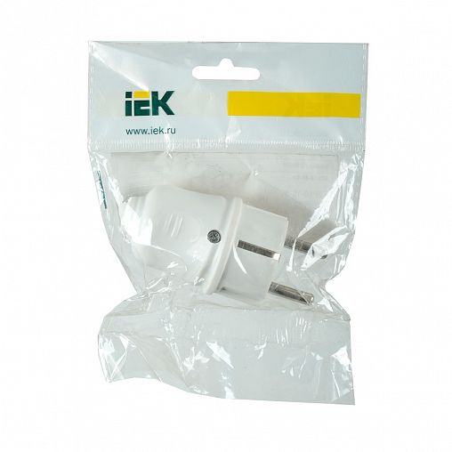Вилка прямая разборная IEK ВПп10-01-Ст, с заземлением, 16 А, белая фото