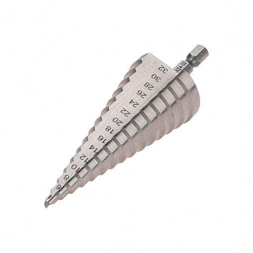 Сверло по металлу ступенчатое Kranz, 4 - 32 мм, шестигранный хвостовик, 102 мм фото