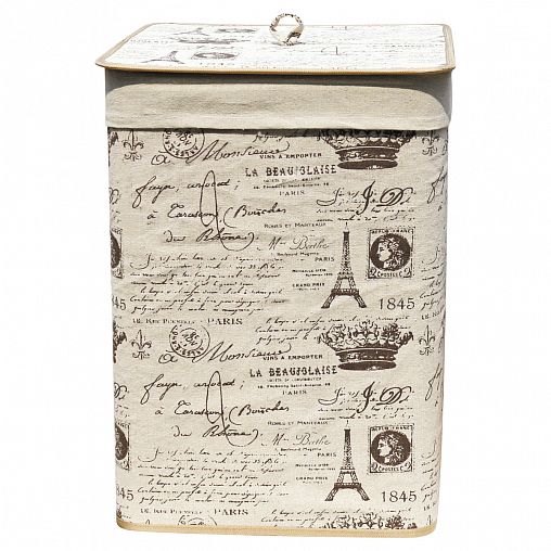 Корзина для белья Рыжий кот BLB-08-S, 35 x 35 x 50 см, бамбук, лен фото