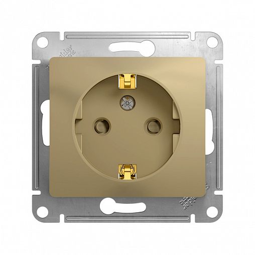 Розетка встраиваемая Systeme Electric Glossa, с з/ш, с/з, 16 А, IP20, титан фото