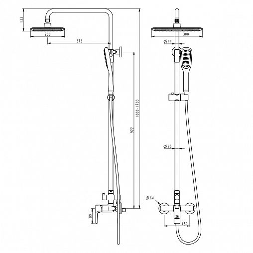 Душевая система Lemark Ursus LM7260BL, однорычажная, черная фото