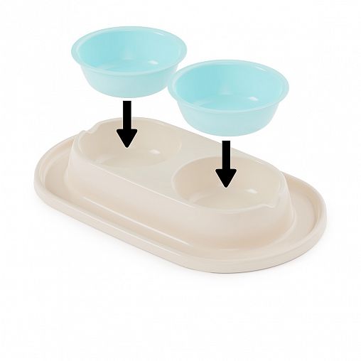 Миска для животных Альтернатива, на подставке, 0,3 л, 2 шт, бежевая фото