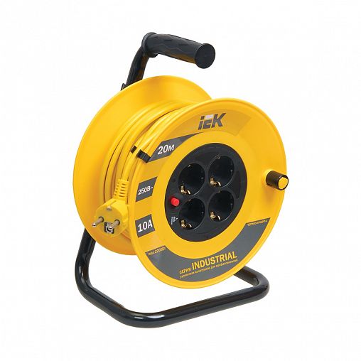 Удлинитель на катушке IEK Industrial УК20, 4 розетки, с т/з, с заземлением, 3 x 1 мм², 20 м фото