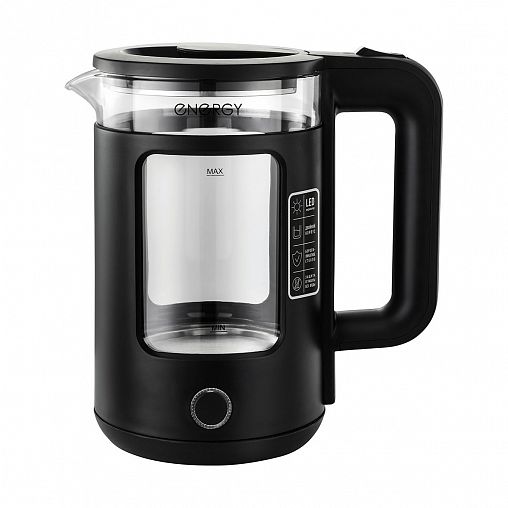 Стеклянный чайник электрический Energy E-256, 1,5 л, пластик черный фото