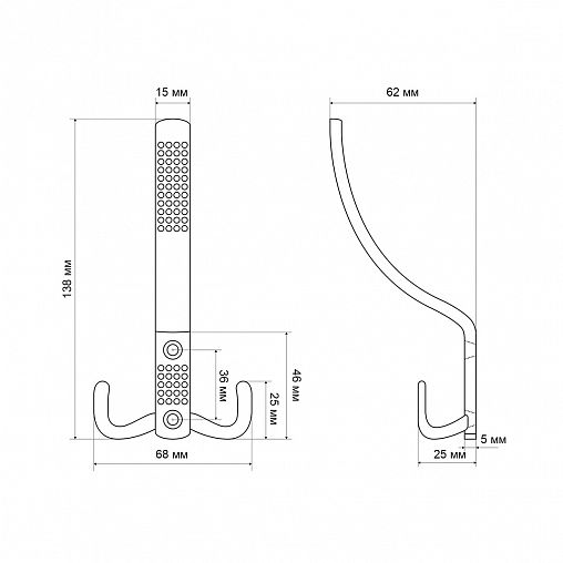 Крючок-вешалка Стандарт 212 A CP, трехрожковый, хром фото