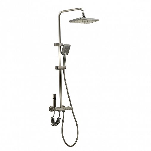 Душевая система с тропическим душем Профсан ПСМ-900-81GA, со смесителем и термостатом, графит фото