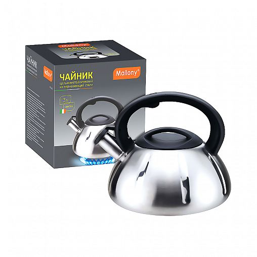 Чайник со свистком Mallony MAL-066, нержавеющая сталь, матовая поверхность, 3 л фото