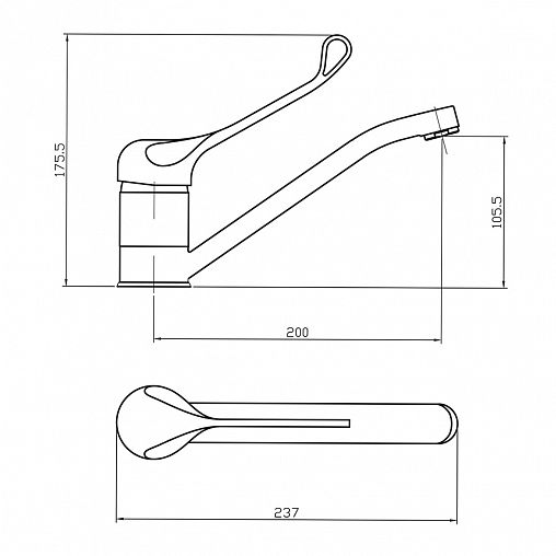 Локтевой смеситель для раковины Roegen RE011A, хром фото