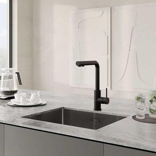 Смеситель для кухни IDDIS Rule, с подключением к фильтру, черный матовый фото