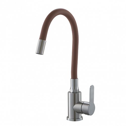 Смеситель для кухни Fashun A54101-16, с гибким изливом, сатин/коричневый фото