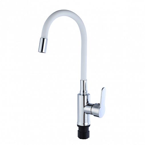 Смеситель для кухни Tsarsberg TSB-732-WH03, с гибким изливом, белый/хром фото
