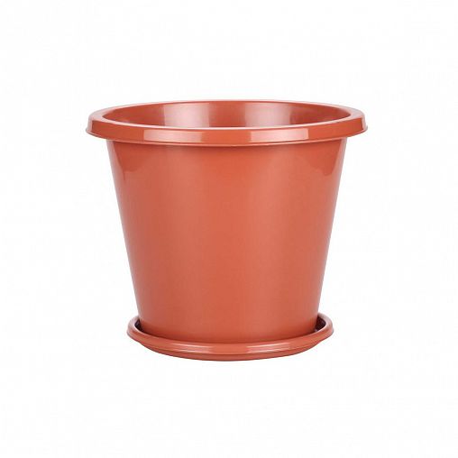 Горшок для цветов Альтернатива Эконом, с поддоном, 2 л, коричневый фото