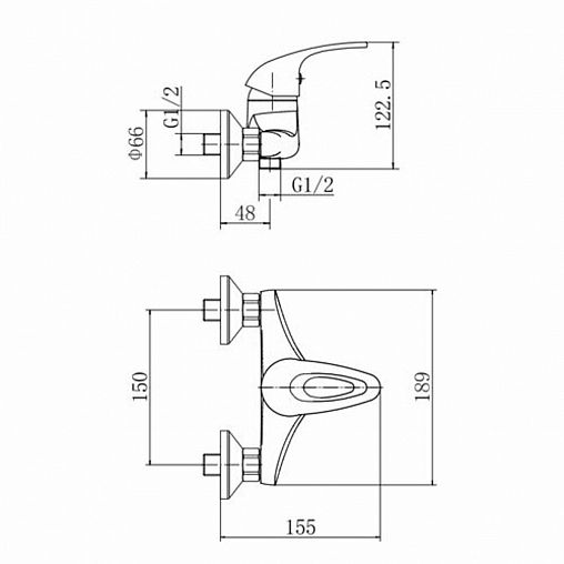 Смеситель для душа Fashun A2003, хром фото