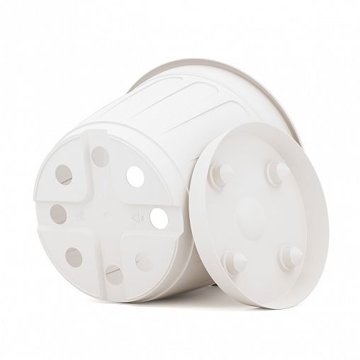 Горшок для цветов Альтернатива Дионис, с поддоном, 1,6 л, белый фото