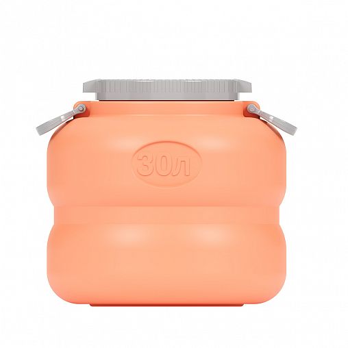 Канистра-бочка пластиковая Альтернатива Байкал, с крышкой и ручками, 30 л, оранжево-серая фото