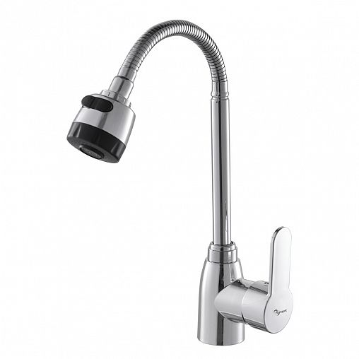 Смеситель для кухни PLStart PL4302, с гибким изливом, хром фото