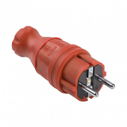 Вилка прямая IEK Омега ВБп3-1-0м, с заземлением, 16 А, красная фото