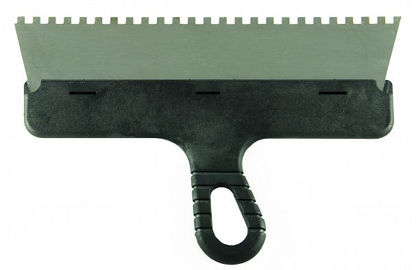 Шпатель фасадный зубчатый Кедр, стальной, пластиковая ручка, 150 мм, зуб 6 x 6 мм фото