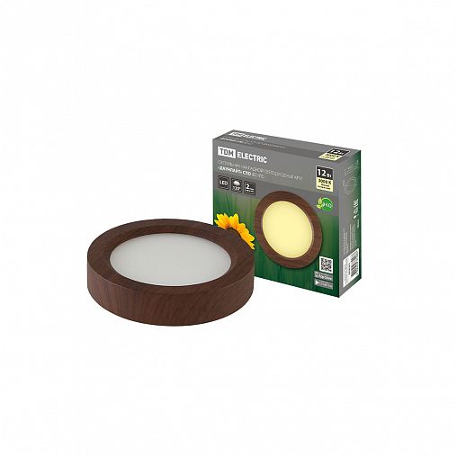 Светильник светодиодный накладной Tdm Electric СПО Даунлайт, круг, 12 Вт, 3000 К, венге фото