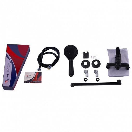 Смеситель для ванны с душем PLStart PD22054-7, с длинным изливом, черный фото